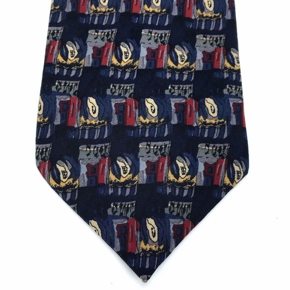 Jerry J. Garcia Tie Blue Opaque Multicolor Artist Silk Collector Necktie 56" - Picture 5 of 10